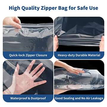 Xsourcer Zipper Storage Bags, Pack of 12, 5 Gallon Reclosable Food Storage Bag, Great Storage for Food, Clothing, Office Supplies & Travel Essential, 2 Mil Thick, Size 18"x 24"