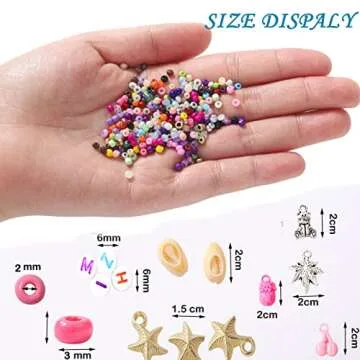 YITOHOP 18800+ pcs 3mm 8/0 48 Colors Glass Seed Beads,Waist Beads Kit,Small Beads Jewelry Making Kits for Girl Age 4 to 9 Year Old Gift DIY Bracelet Necklaces