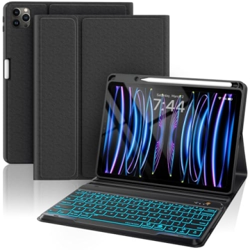 OPAKIT Keyboard Case for iPad Air 5th/4th Pro 11 inch, 7-Color Backlit Detachable Wireless Keyboard ...