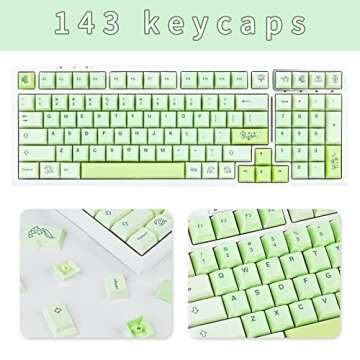 GEKUCAP 143 Keys Green Custom Keycaps, Ginkgo Botanical Garden Keycaps Cherry Profile, PBT Dye Subli...