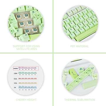 GEKUCAP 143 Keys Green Custom Keycaps, Ginkgo Botanical Garden Keycaps Cherry Profile, PBT Dye Sublimation Keycap Set for Cherry Gateron MX Switches Mechanical Keyboards