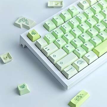 GEKUCAP 143 Keys Green Custom Keycaps, Ginkgo Botanical Garden Keycaps Cherry Profile, PBT Dye Sublimation Keycap Set for Cherry Gateron MX Switches Mechanical Keyboards