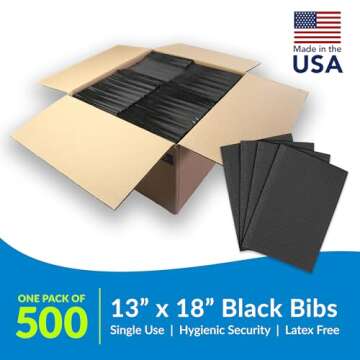 Quality TIDI Disposable Dental Bibs - 500 Pack of 3-Layer Protection