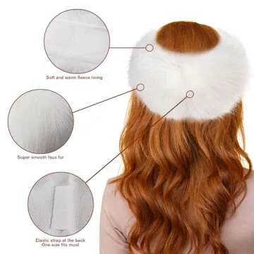 Dikoaina Womens Faux Fur Headband Winter Earwarmer Earmuff Ski