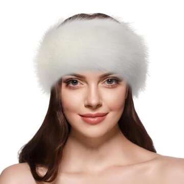 Dikoaina Womens Faux Fur Headband Winter Earwarmer Earmuff Ski