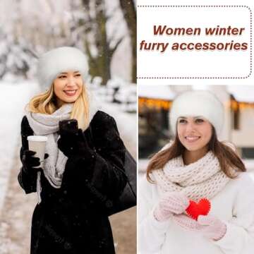 Dikoaina Womens Faux Fur Headband Winter Earwarmer Earmuff Ski