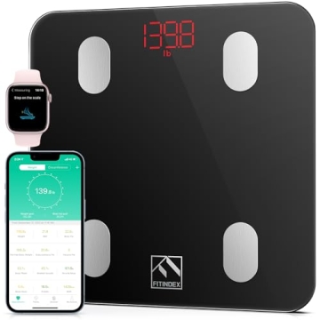 FITINDEX Digital Bathroom Scale: Accurate Metrics & Health Insights with Bluetooth Sync