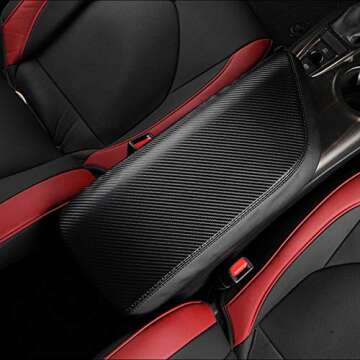 INTGET Car Center Console Armrest Cover for Toyota Camry Accessories 2018-2024 2019 2020 2021 2022 2023 Interior Camry SE/XSE Arm Rest Seat Cover Middle Console Lid Protector (Carbon Fiber Texture)