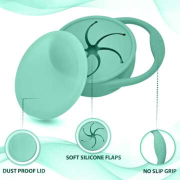 BraveJusticeKidsCo | Snack Attack Snack Cup | Collapsible Silicone Snack Container | Toddler and Baby Snack Catcher Lid (Island Paradise)