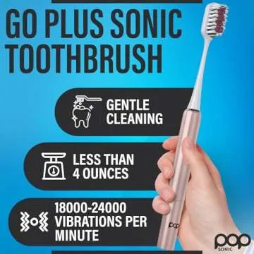 Pop Sonic Go Plus Travel Toothbrush | Travel Electric Toothbrush (Rose Gold) Toothbrush w/ 2 Speeds ...
