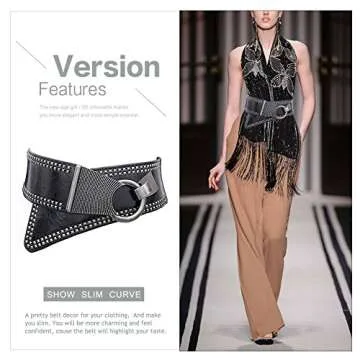 Women's Fashion Vintage Wide Waist Belt Elastic Stretch Cinch Belts With Interlock Buckle, Black, On...