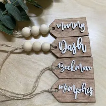 Beads Available, Personalized tags, Stocking tags personalized, Wooden Tags with beads, Wooden tags with holes, Personalized tags for gifts, Wooden name tags personalized, Party tags, Wooden name tags