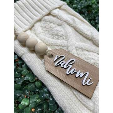 Beads Available, Personalized tags, Stocking tags personalized, Wooden Tags with beads, Wooden tags with holes, Personalized tags for gifts, Wooden name tags personalized, Party tags, Wooden name tags