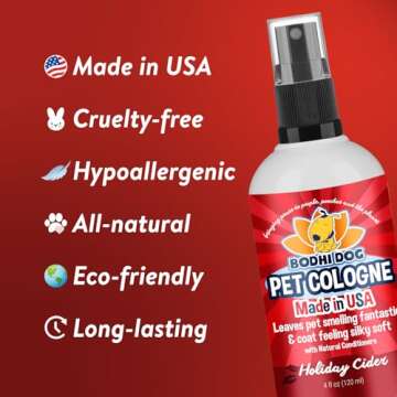 Bodhi Dog Natural Dog Cologne | Premium Scented Deodorizing Body Spray for Dogs & Cats | Neutralizes Strong Odors | Dog Perfume with Natural Dog Conditioner | Made in USA (Holiday Cider, 4 Fl Oz)