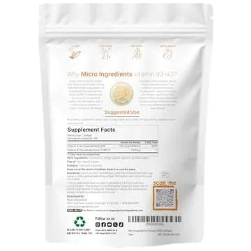 Micro Ingredients Vitamin D3 5000 IU Plus K2 (MK-7) 100 mcg, 300 Virgin Coconut Oil Softgels | 2 in ...