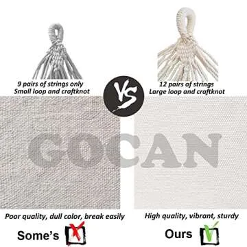 GOCAN Brazilian Double Hammock 2 Person 330X150cm Load 500Pound Cotton Hammock for Patio Porch Garden Backyard Lounging Outdoor and Indoor (Beige)