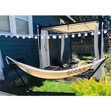 GOCAN Brazilian Double Hammock 2 Person 330X150cm Load 500Pound Cotton Hammock for Patio Porch Garden Backyard Lounging Outdoor and Indoor (Beige)