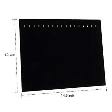 Foraineam 3 Pack Black Velvet Jewelry Display with 17 Hooks Necklace Tray Organizer Pad Bracelets Pe...