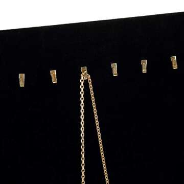 Foraineam 3 Pack Black Velvet Jewelry Display with 17 Hooks Necklace Tray Organizer Pad Bracelets Pendants Chains Showcase Stands