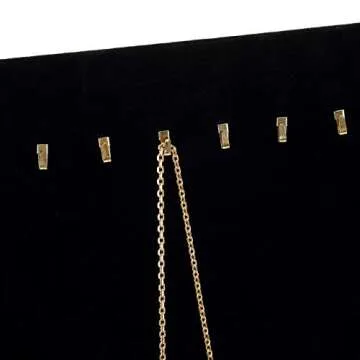 Foraineam 3 Pack Black Velvet Jewelry Display with 17 Hooks Necklace Tray Organizer Pad Bracelets Pendants Chains Showcase Stands