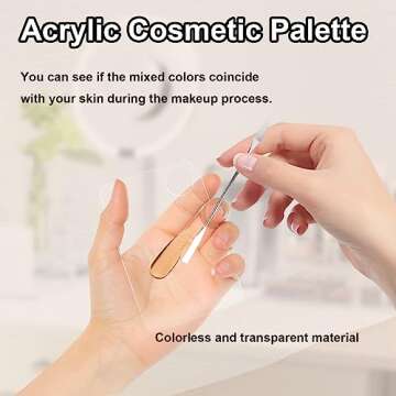 5pcs Makeup Spatula Korean Set,Including Foundation Spatula Makeup Korean Stainless Steel Makeup Palette Acrylic Cosmetic Palette,Makeup Mixing Palettes Cosmetic Spatula Tool (Transparent+metal)