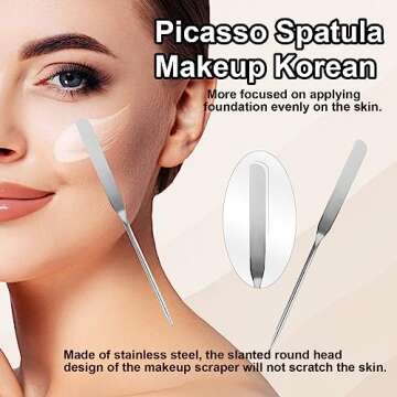 5pcs Makeup Spatula Korean Set,Including Foundation Spatula Makeup Korean Stainless Steel Makeup Palette Acrylic Cosmetic Palette,Makeup Mixing Palettes Cosmetic Spatula Tool (Transparent+metal)