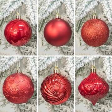 KI Store 34pcs Red Christmas Balls for Holiday Decor