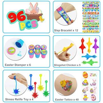 96 Pcs Easter Egg Fillers: Fun Bunny Toys and Party Supplies for Kids