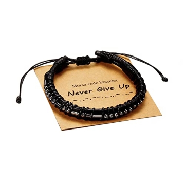Men's Vrsilver Leather Morse Code Bracelet Gift
