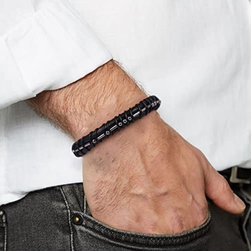 Men's Vrsilver Leather Morse Code Bracelet Gift