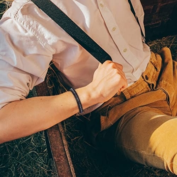 Men's Vrsilver Leather Morse Code Bracelet Gift