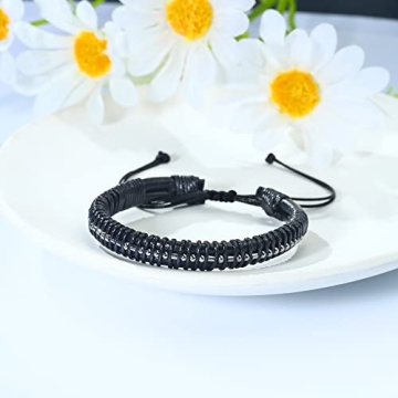 Men's Vrsilver Leather Morse Code Bracelet Gift