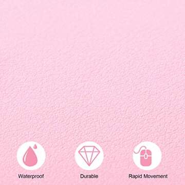 TOWWI PU Leather Desk Pad with Suede Base, Multi-Color Non-Slip Mouse Pad, 24” x 14” Waterproof Desk Writing Mat, Large Desk Blotter Protector (Light Pink)