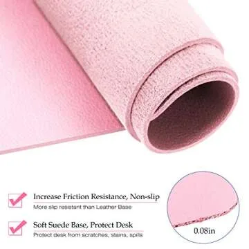 TOWWI PU Leather Desk Pad with Suede Base, Multi-Color Non-Slip Mouse Pad, 24” x 14” Waterproof Desk Writing Mat, Large Desk Blotter Protector (Light Pink)