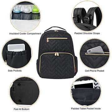 Baby Essentials Fisher-Price Signature Morgan Quilted Backpack Diaper Bag