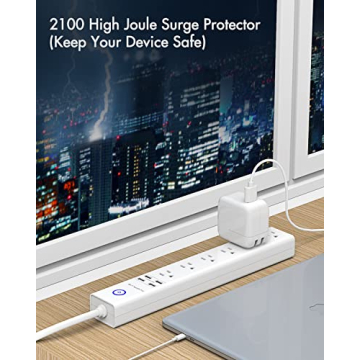 15 Ft Power Strip with USB and Surge Protection