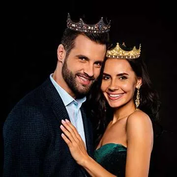 Gold King Crown for Men, Prince Birthday Crowns for Men Boys Cosplay Royal Crown Prom Halloween