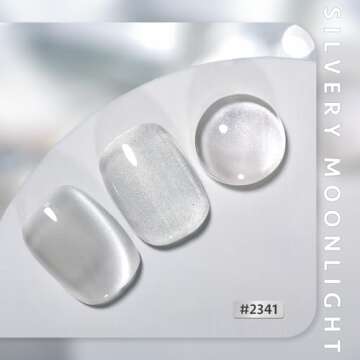 GAOY Glassy Cat Eye Gel Nail Polish, 16ml Glitter Holographic Gel Polish with Magnet, Reflective Translucent UV Gel, 2341 Silvery Moonlight