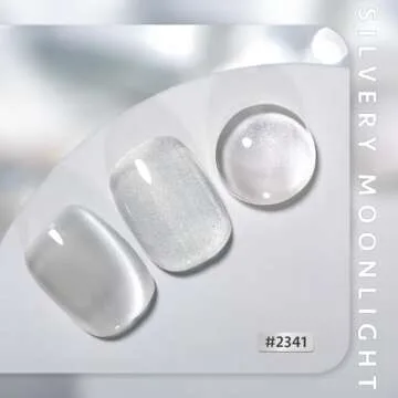 GAOY Glassy Cat Eye Gel Nail Polish, 16ml Glitter Holographic Gel Polish with Magnet, Reflective Translucent UV Gel, 2341 Silvery Moonlight