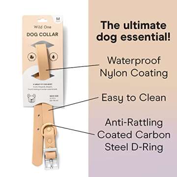 Wild One Dog Collar, The Original Easy-Clean, All Weather Flex-Poly Strap with Metal, Durable, Dirt and Odor Resistant, Size XL, Tan
