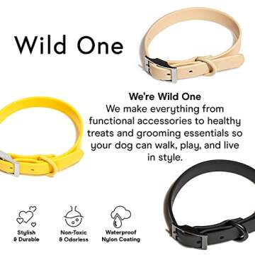 Wild One Dog Collar, The Original Easy-Clean, All Weather Flex-Poly Strap with Metal, Durable, Dirt and Odor Resistant, Size XL, Tan
