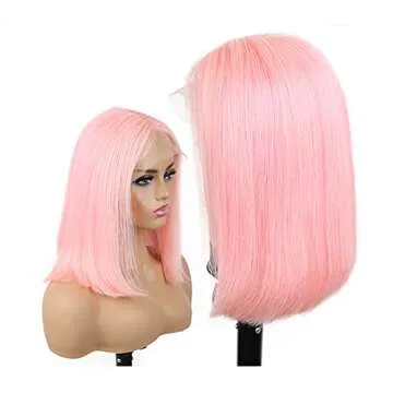Stylish Pink Bob Wig for Women 180% Density Glueless