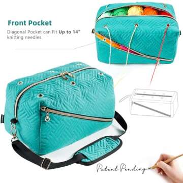 MYBAGZING Crochet Bag Organizer - Knitting Bag - Yarn Storage Organizer - Yarn Bag for Crocheting - Yarn Holder for Crochet Accessories, Knitting Needles, Crochet Hooks, Crocheting & Knitting Gifts,