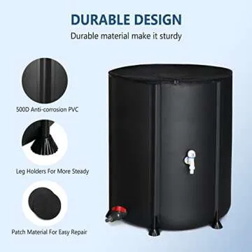 VINGLI 50 Gallon Portable Weatherproof Rain Barrel
