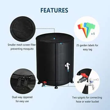 VINGLI 50 Gallon Portable Weatherproof Rain Barrel