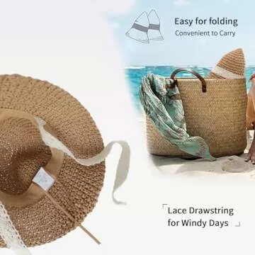 Hvididan Baby Straw Hat for Girls - Adjustable Sun Protection