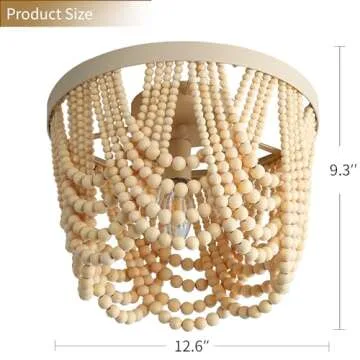 RyaHQ Bohemian Wood Beaded lamp -3 lamp recessed Mounted Ceiling lamp Primary Color Antique Rustic M...