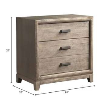 Alpine Furniture Camilla 2 Drawer Wood Nightstand in Antique Gray