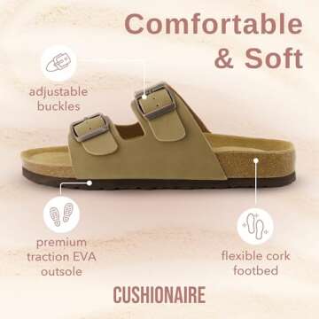 CUSHIONAIRE Lane Women's Cork Footbed Sandals - Stylish Comfort