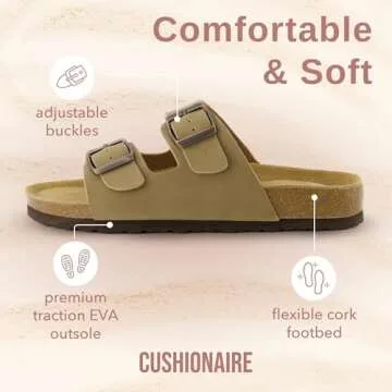 CUSHIONAIRE Lane Women's Cork Footbed Sandals - Stylish Comfort